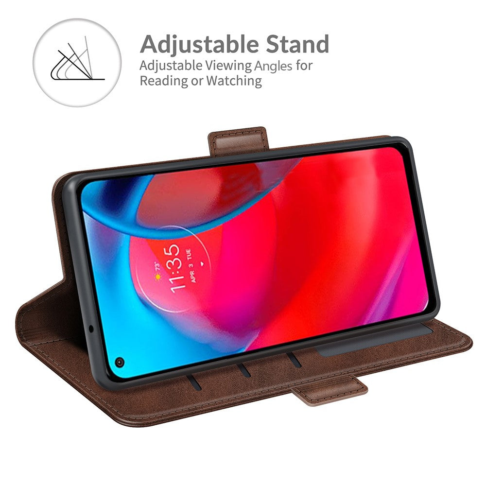 Folio Flip Magnetic Closure PU Leather Phone Wallet Stand Case Shell for Motorola Moto G Stylus 5G (2021) - Coffee
