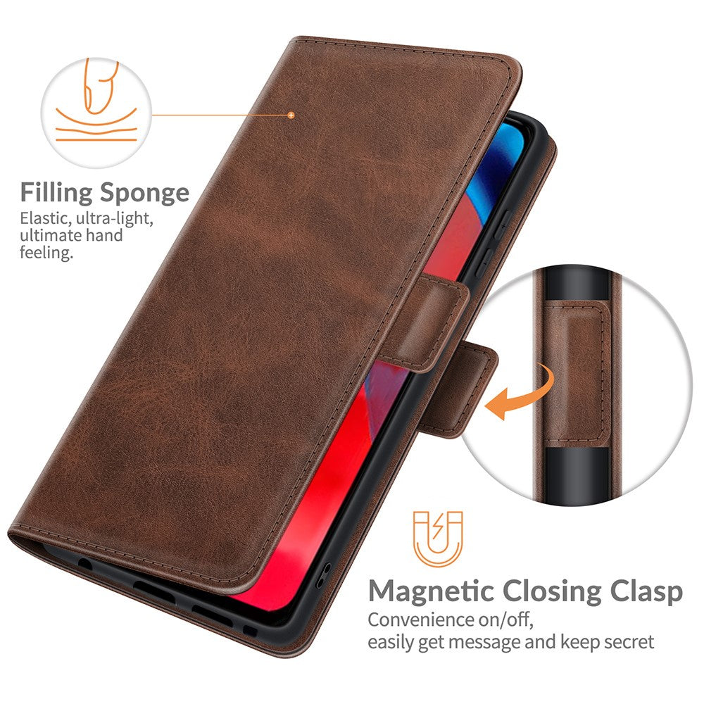 Folio Flip Magnetic Closure PU Leather Phone Wallet Stand Case Shell for Motorola Moto G Stylus 5G (2021) - Coffee