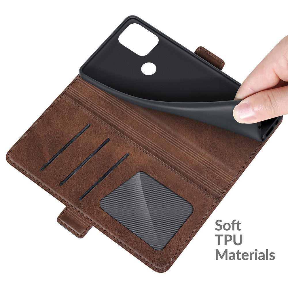 Folio Flip Magnetic Closure PU Leather Phone Wallet Stand Case Shell for Motorola Moto G Stylus 5G (2021) - Coffee