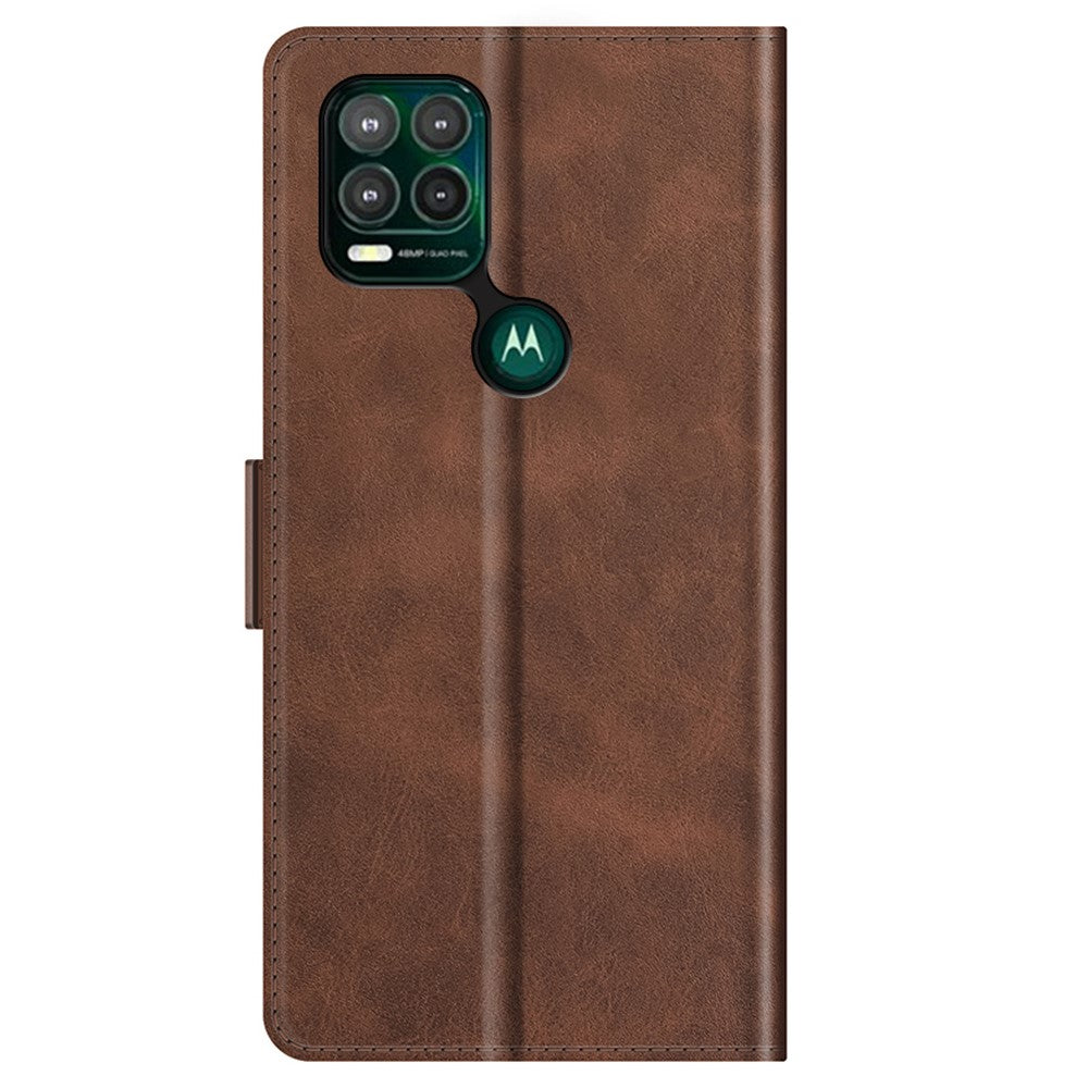 Folio Flip Magnetic Closure PU Leather Phone Wallet Stand Case Shell for Motorola Moto G Stylus 5G (2021) - Coffee