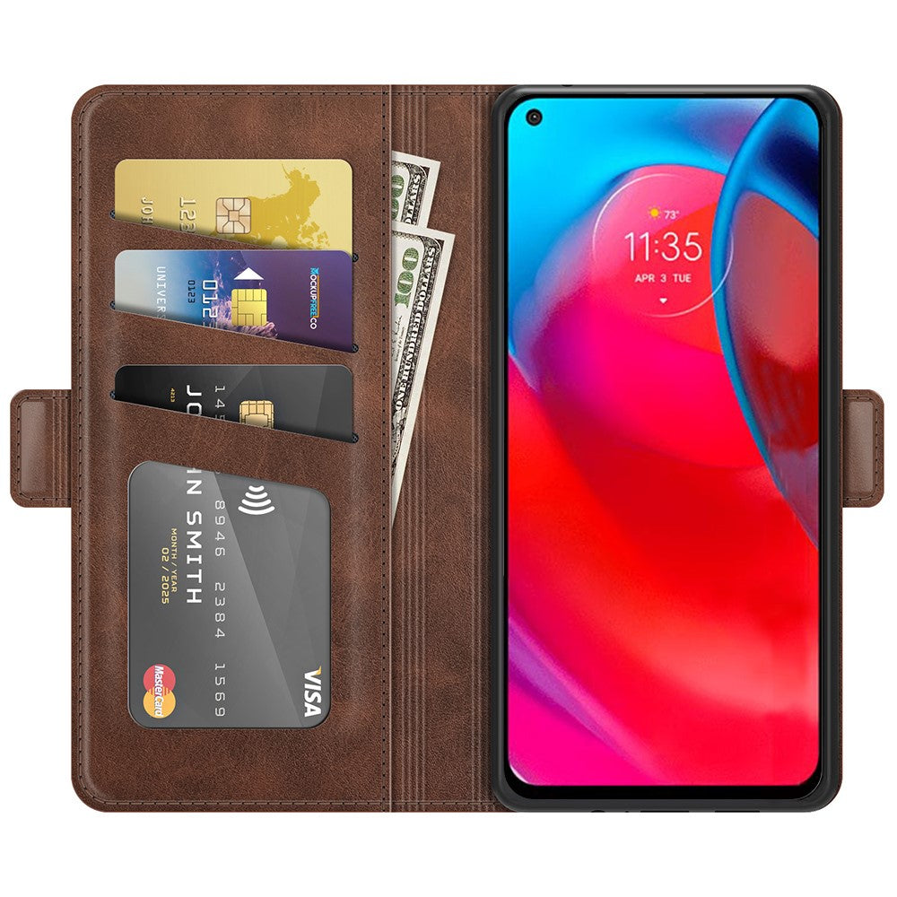 Folio Flip Magnetic Closure PU Leather Phone Wallet Stand Case Shell for Motorola Moto G Stylus 5G (2021) - Coffee