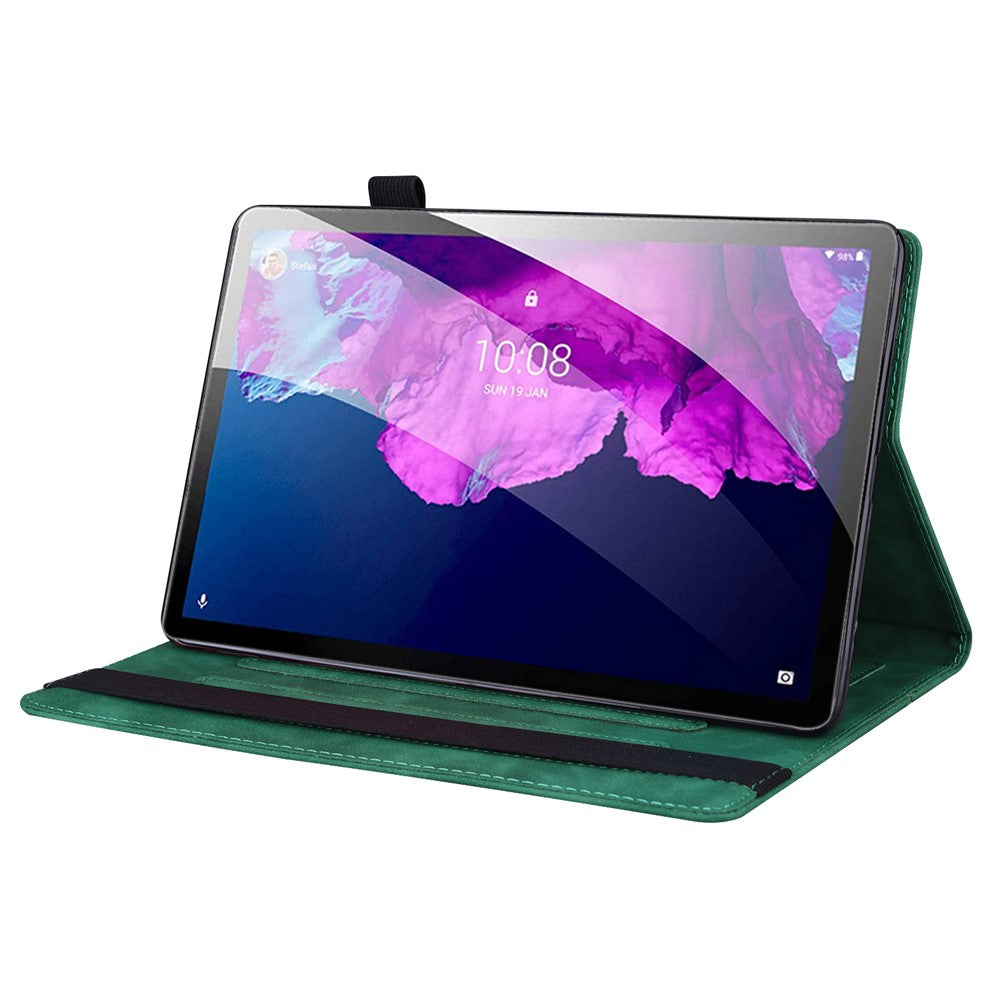 Business Style Front Pocket Design PU Leather Wallet Stand Tablet Cover Case for Lenovo Tab P11 TB-J606F / Tab P11 5G - Green