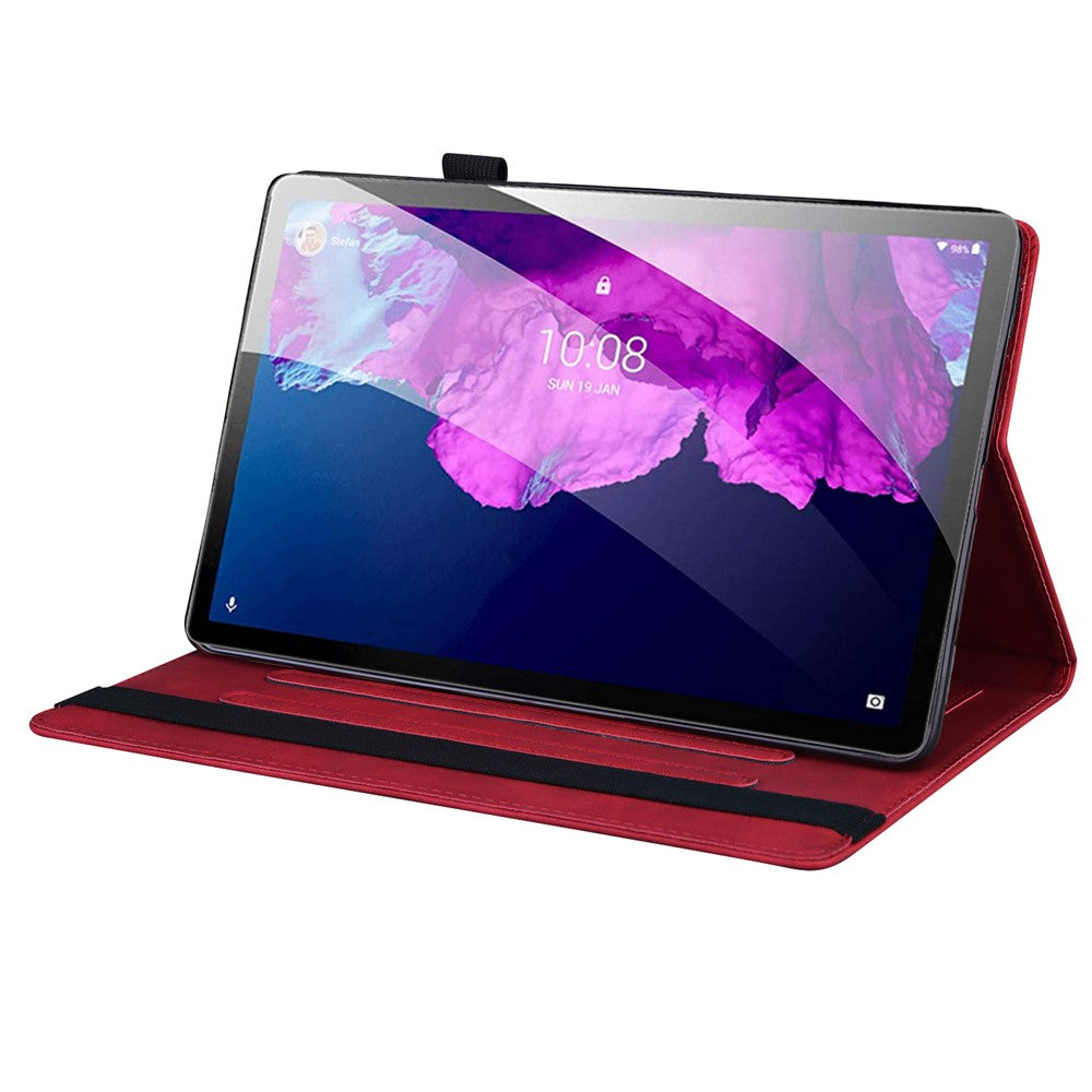 Business Style Front Pocket Design PU Leather Wallet Stand Tablet Cover Case for Lenovo Tab P11 TB-J606F / Tab P11 5G - Red