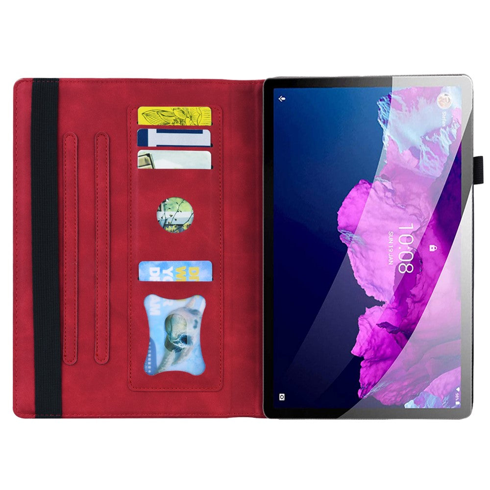 Business Style Front Pocket Design PU Leather Wallet Stand Tablet Cover Case for Lenovo Tab P11 TB-J606F / Tab P11 5G - Red
