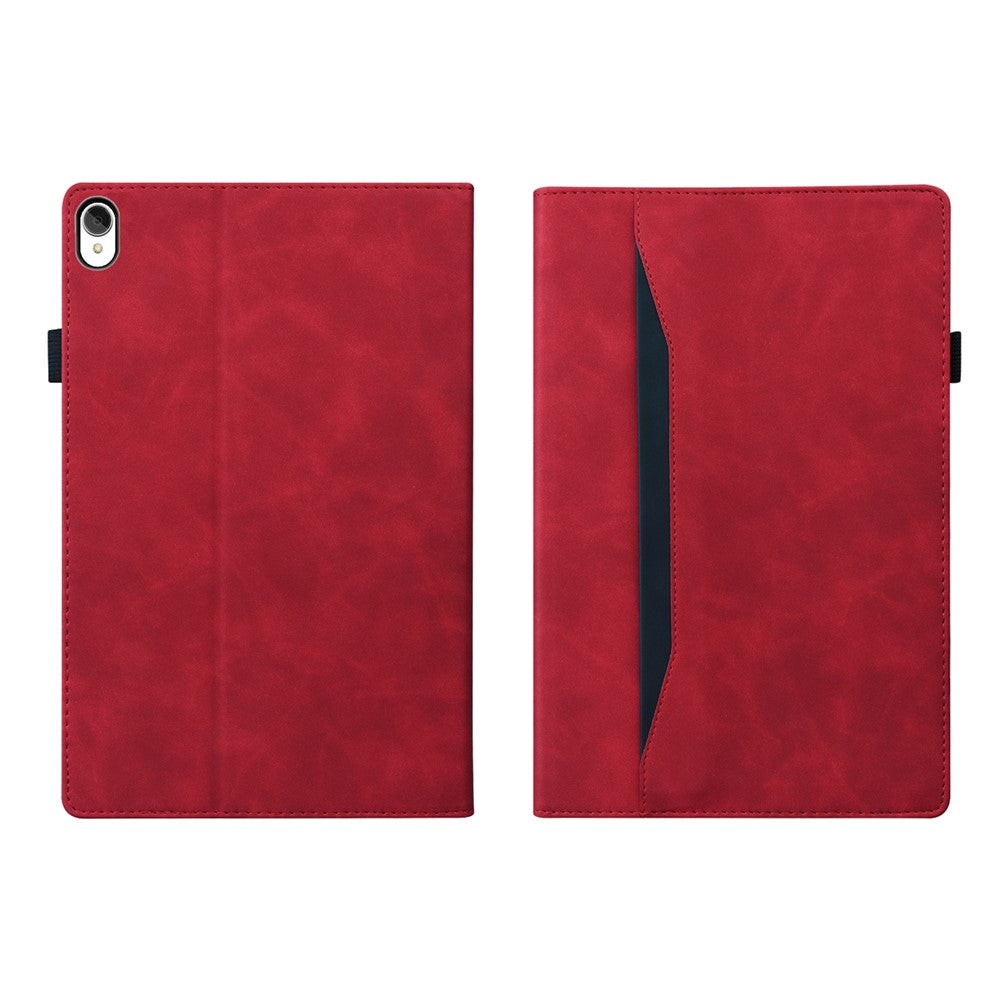 Business Style Front Pocket Design PU Leather Wallet Stand Tablet Cover Case for Lenovo Tab P11 TB-J606F / Tab P11 5G - Red