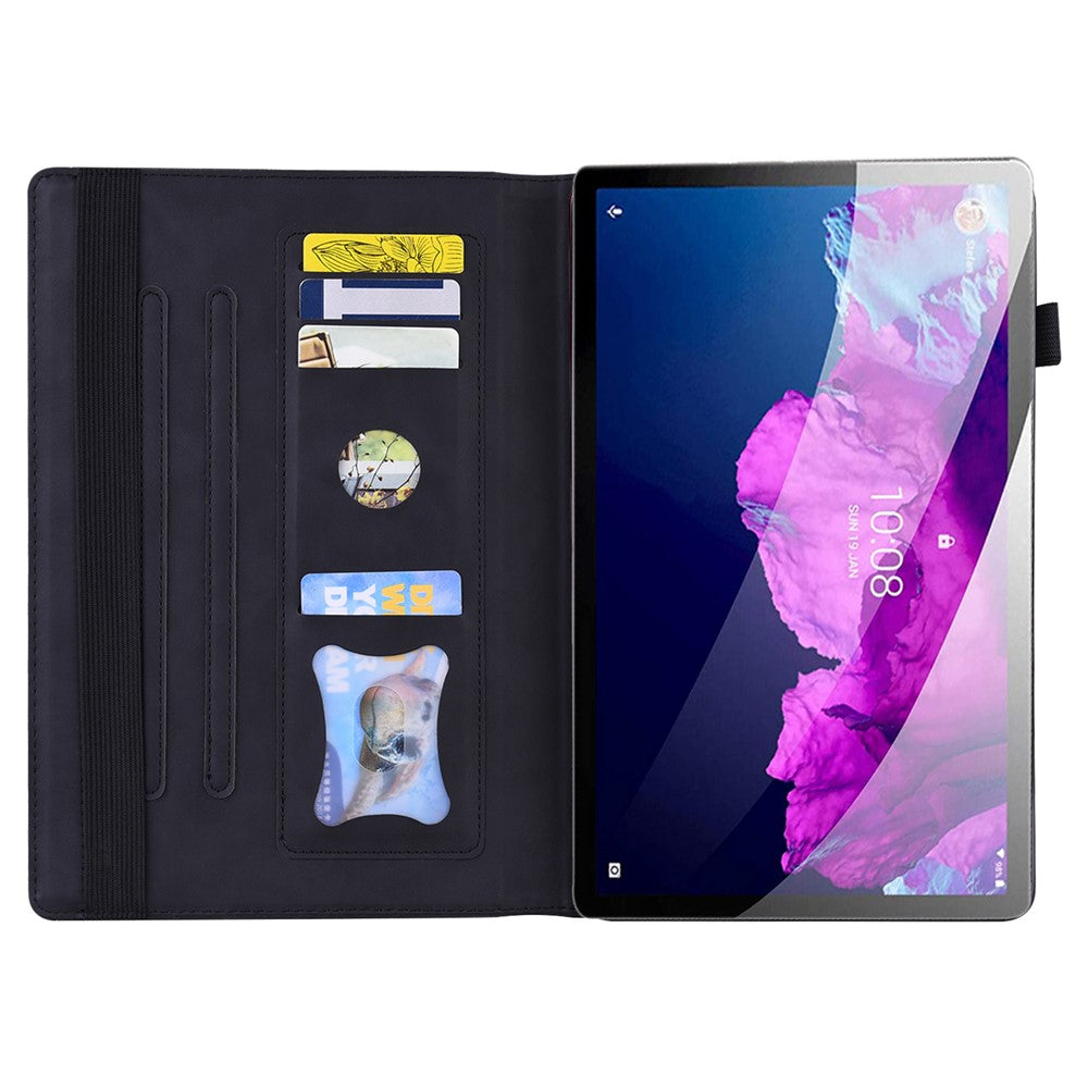 Business Style Front Pocket Design PU Leather Wallet Stand Tablet Cover Case for Lenovo Tab P11 TB-J606F / Tab P11 5G - Black