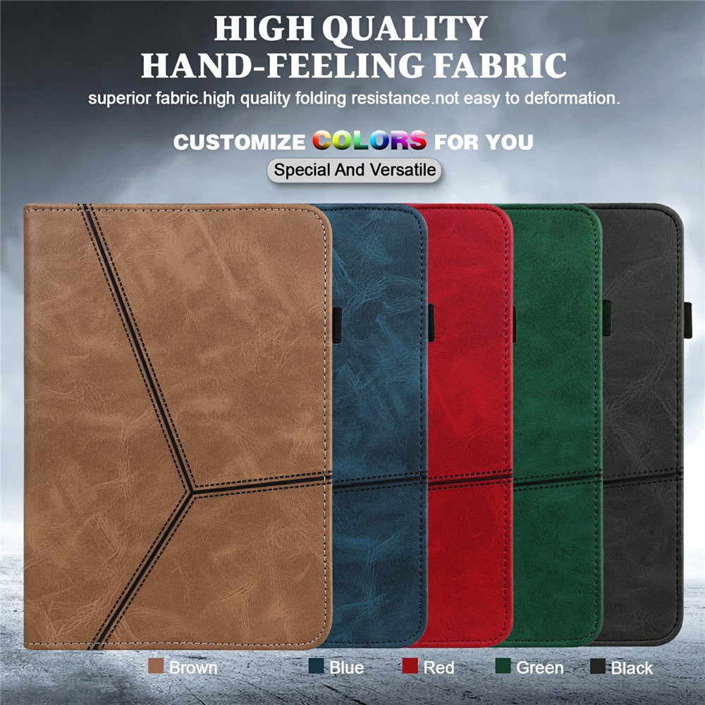 Anti-Scratch Plain Leather Tablet Stand Cover with Card Holder for Lenovo Tab M10 Plus/M10 FHD Plus TB-X606F/TB-606X - Blue