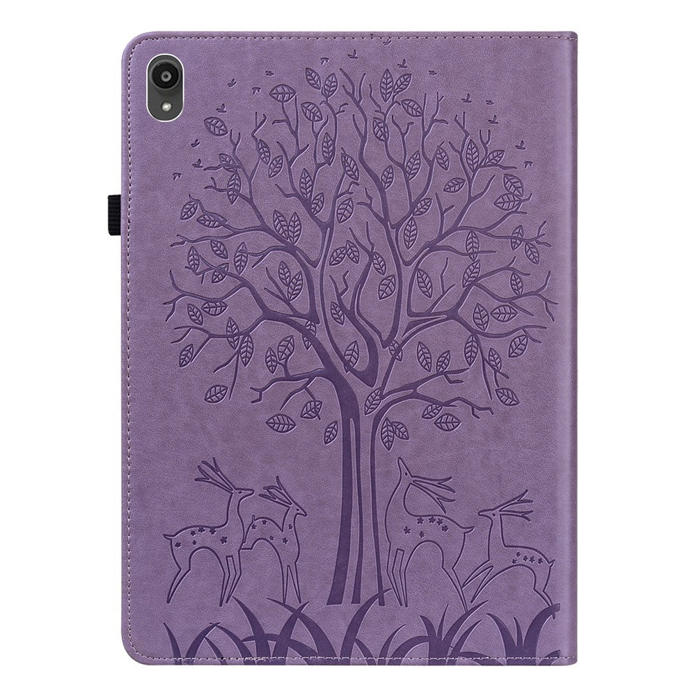 Imprint Tree and Deer Pattern All-Protection Leather Stand Tablet Cover for Lenovo Tab P11 TB-J606F / Tab P11 5G - Purple