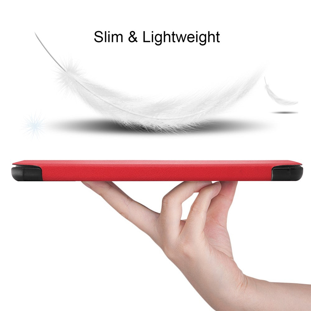 Tri-fold Stand PU Leather Tablet Well-protected Case Cover for Lenovo Tab M7 (2nd Gen) / (3rd Gen) - Red