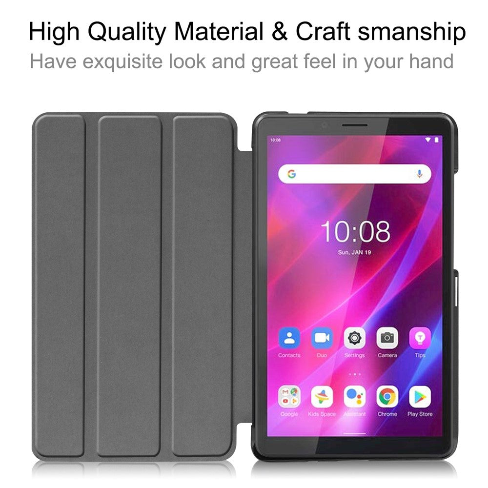 Tri-fold Stand PU Leather Tablet Well-protected Case Cover for Lenovo Tab M7 (2nd Gen) / (3rd Gen) - Sky Blue