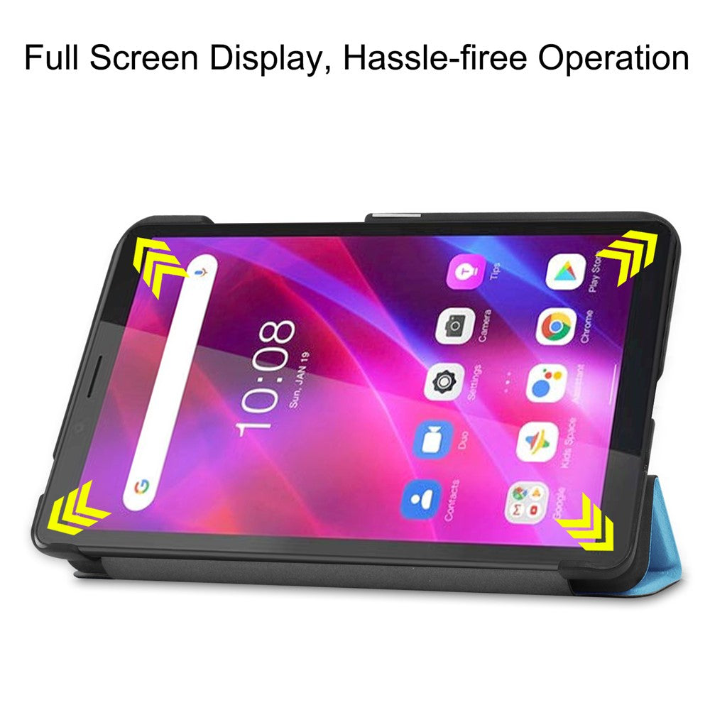 Tri-fold Stand PU Leather Tablet Well-protected Case Cover for Lenovo Tab M7 (2nd Gen) / (3rd Gen) - Sky Blue