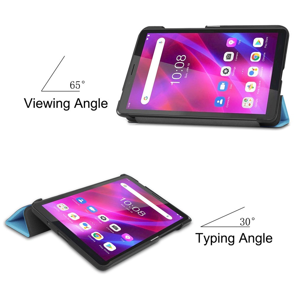 Tri-fold Stand PU Leather Tablet Well-protected Case Cover for Lenovo Tab M7 (2nd Gen) / (3rd Gen) - Sky Blue