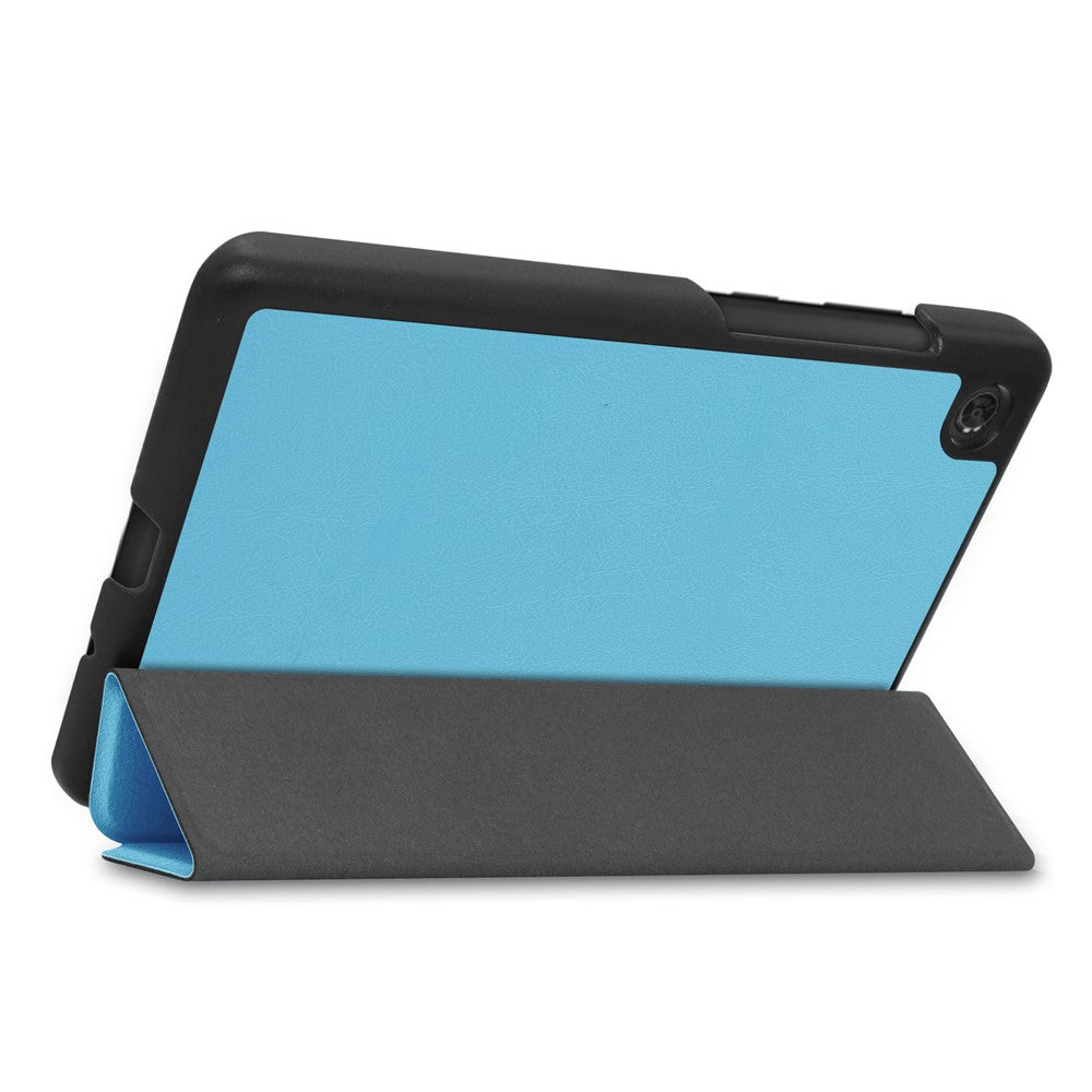 Tri-fold Stand PU Leather Tablet Well-protected Case Cover for Lenovo Tab M7 (2nd Gen) / (3rd Gen) - Sky Blue