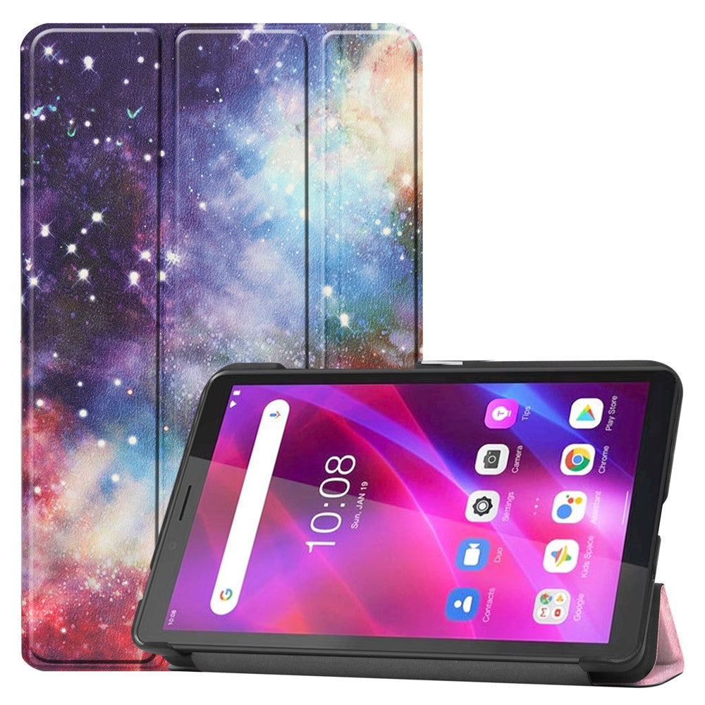 Stylish Light Slim Pattern Printing PU Leather Tri-fold Stand Tablet Cover Shell for Lenovo Tab M7 (2nd Gen) / (3rd Gen) - Nebula