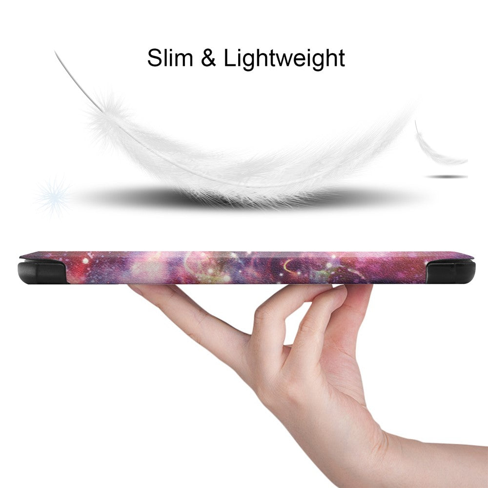 Stylish Light Slim Pattern Printing PU Leather Tri-fold Stand Tablet Cover Shell for Lenovo Tab M7 (2nd Gen) / (3rd Gen) - Nebula