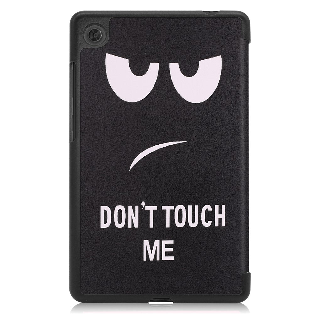 Stylish Light Slim Pattern Printing PU Leather Tri-fold Stand Tablet Cover Shell for Lenovo Tab M7 (2nd Gen) / (3rd Gen) - Don't Touch Me