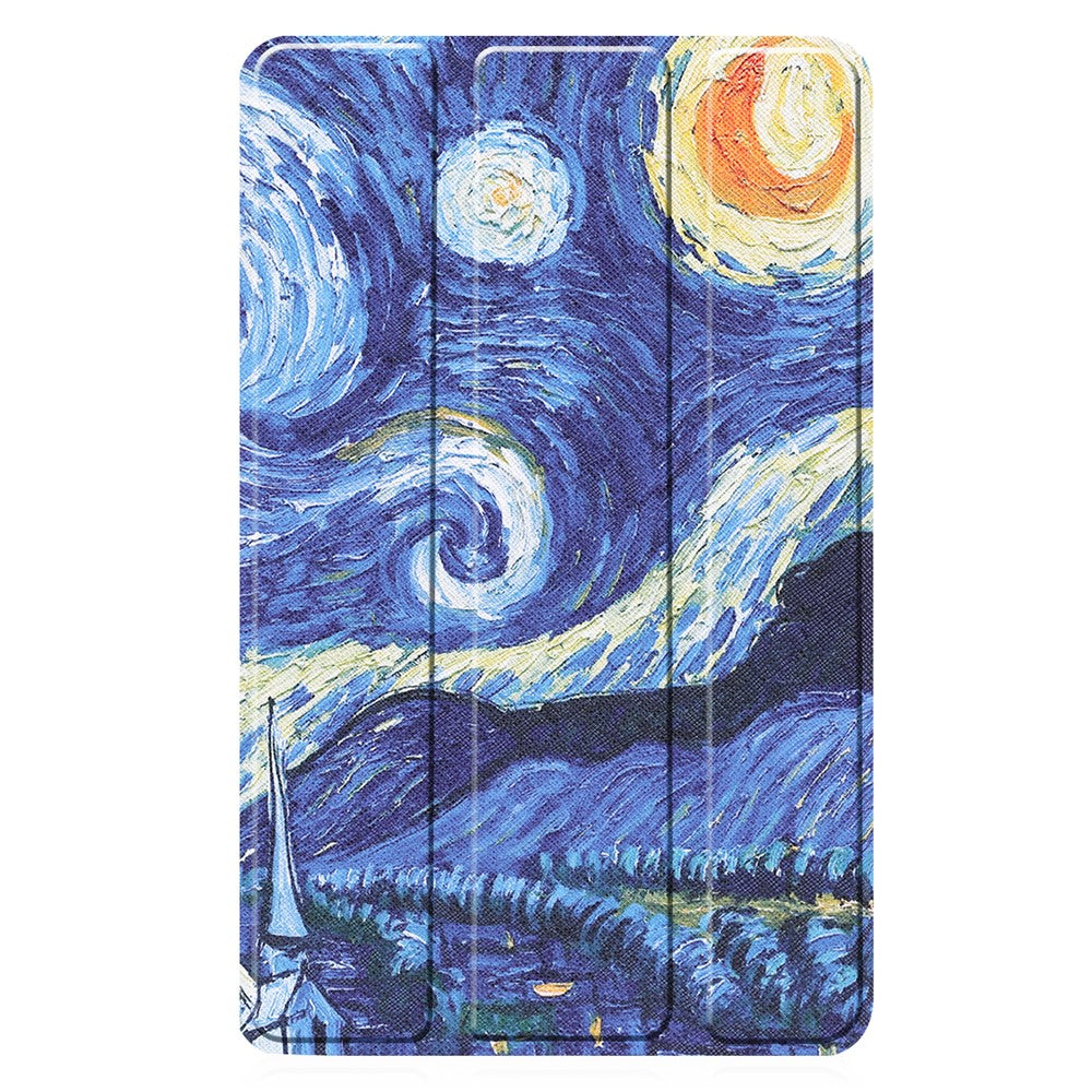 Stylish Light Slim Pattern Printing PU Leather Tri-fold Stand Tablet Cover Shell for Lenovo Tab M7 (2nd Gen) / (3rd Gen) - Starry Sky