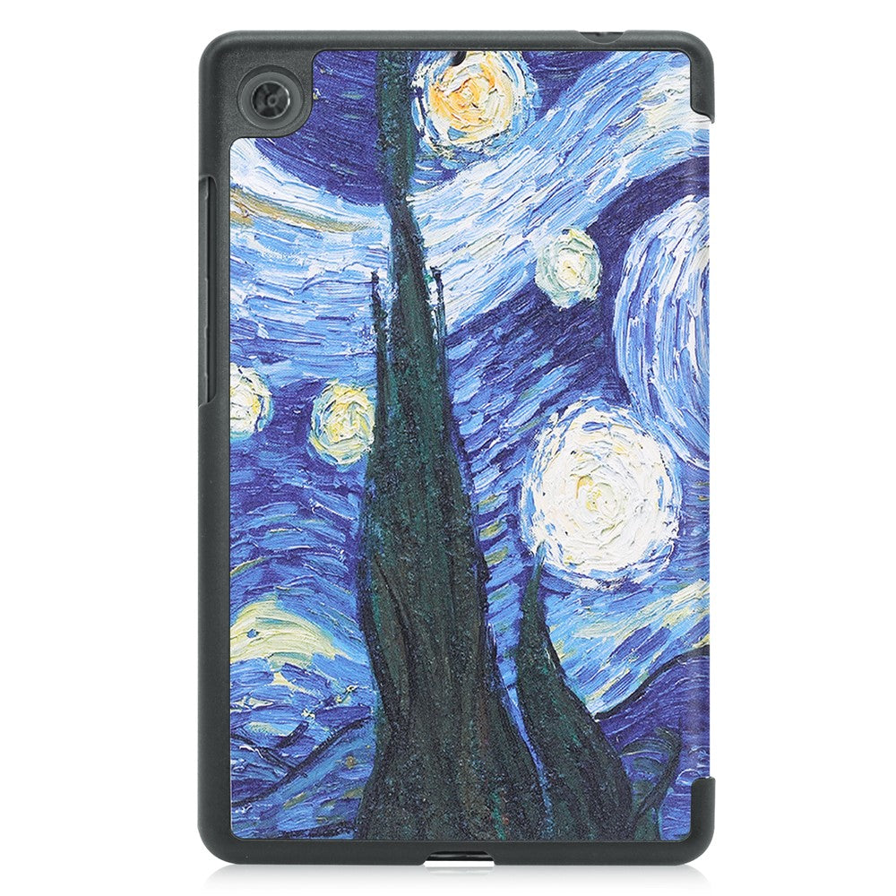 Stylish Light Slim Pattern Printing PU Leather Tri-fold Stand Tablet Cover Shell for Lenovo Tab M7 (2nd Gen) / (3rd Gen) - Starry Sky