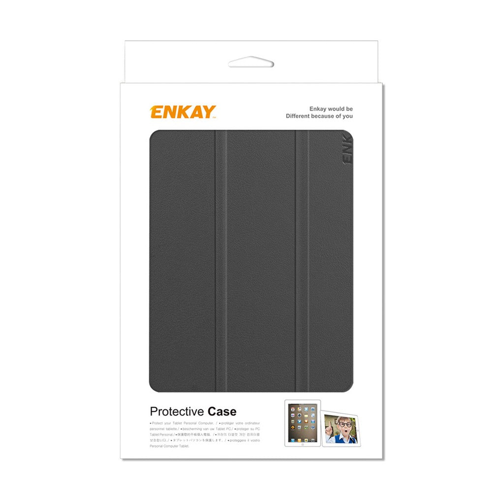 ENKAY HAT PRINCE Full Coverage Shock-Proof Tri-fold PU Leather + Hard PC Inner Tablet Stand Case for Lenovo Tab M7 (2nd Gen) / (3rd Gen) - Dark Blue