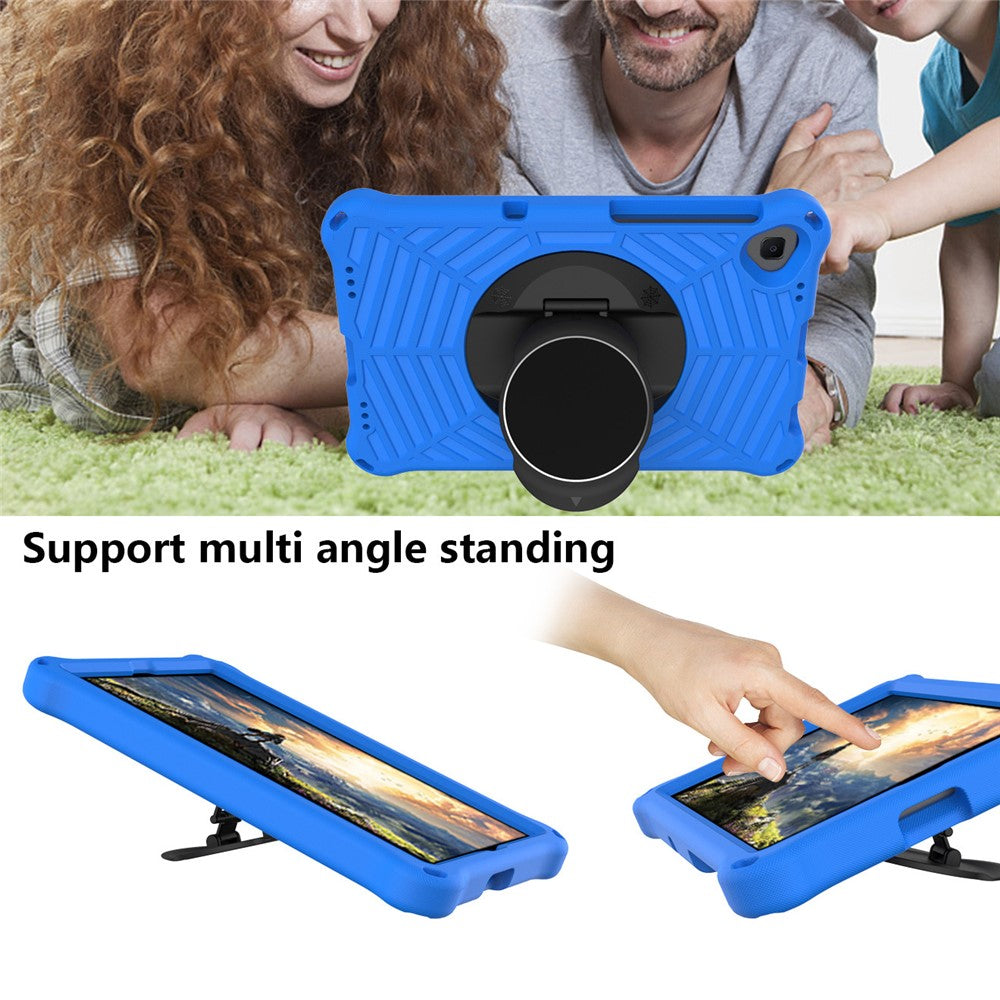 Spider Web Texture Anti-Drop Shockproof Tablet Case Kickstand EVA Cover with Shoulder Strap for Lenovo M10 FHD Plus/2nd Gen TB-X606 10.3-inch - Blue