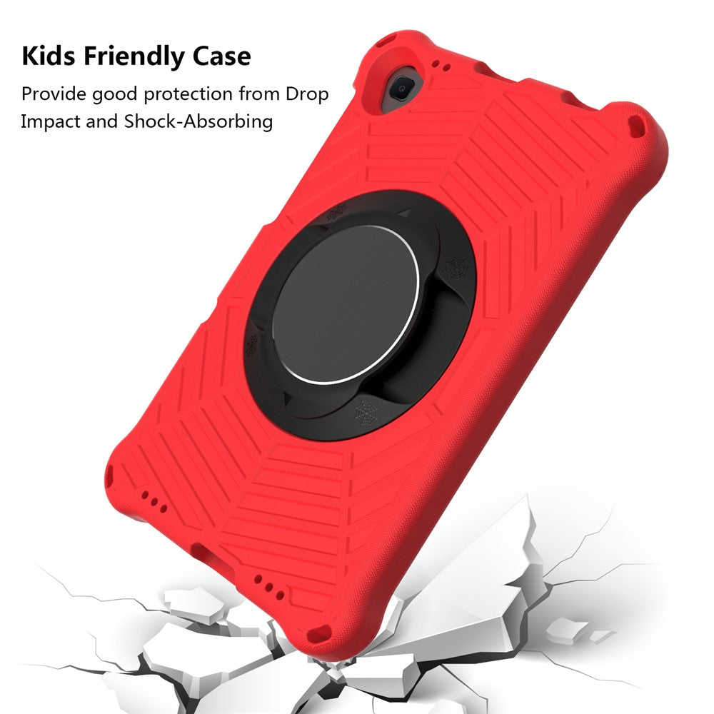 Spider Web Texture Anti-Drop Shockproof Tablet Case Kickstand EVA Cover with Shoulder Strap for Lenovo M10 FHD Plus/2nd Gen TB-X606 10.3-inch - Red
