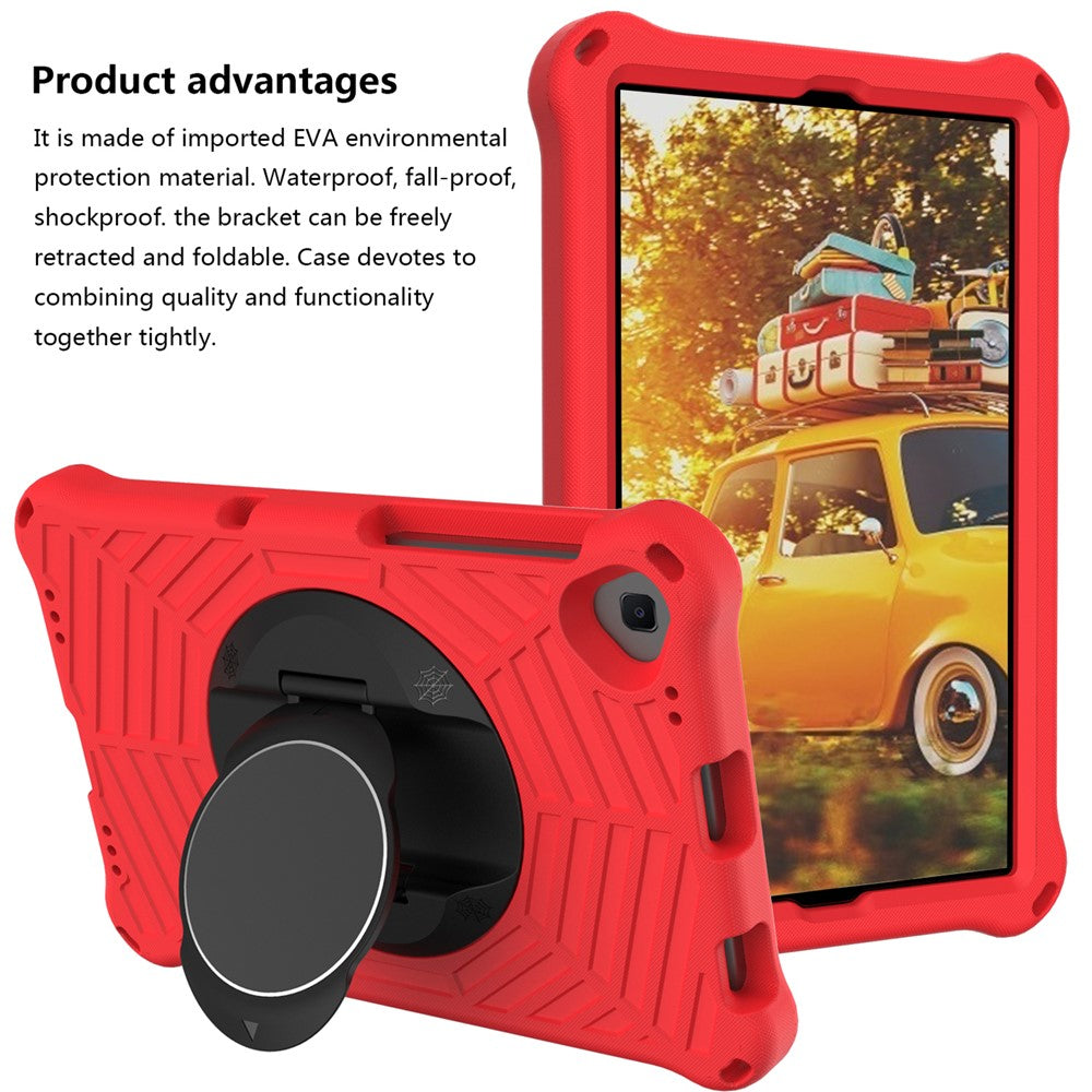 Spider Web Texture Anti-Drop Shockproof Tablet Case Kickstand EVA Cover with Shoulder Strap for Lenovo M10 FHD Plus/2nd Gen TB-X606 10.3-inch - Red