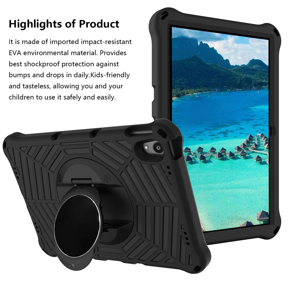 Spider Web Texture Heat Dissipation Anti-Drop Impact-Resistant Tablet Case Kickstand EVA Cover with Shoulder Strap for Lenovo Tab P11 TB-J606F / Tab P11 5G - Black