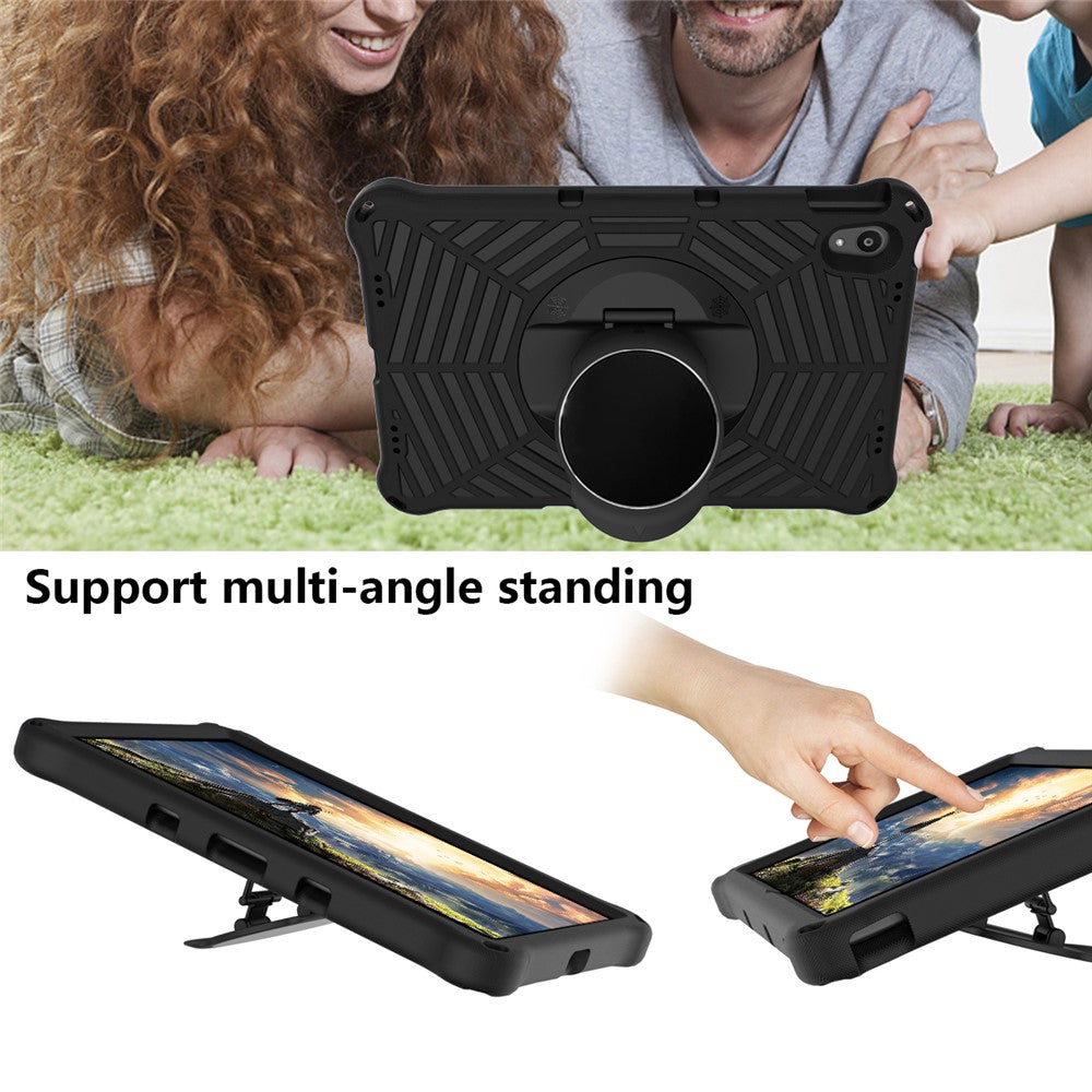 Spider Web Texture Heat Dissipation Anti-Drop Impact-Resistant Tablet Case Kickstand EVA Cover with Shoulder Strap for Lenovo Tab P11 TB-J606F / Tab P11 5G - Black