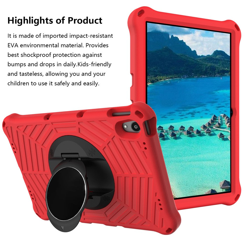 Spider Web Texture Heat Dissipation Anti-Drop Impact-Resistant Tablet Case Kickstand EVA Cover with Shoulder Strap for Lenovo Tab P11 TB-J606F / Tab P11 5G - Red