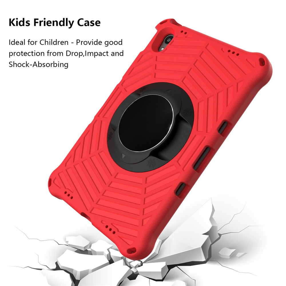 Spider Web Texture Heat Dissipation Anti-Drop Impact-Resistant Tablet Case Kickstand EVA Cover with Shoulder Strap for Lenovo Tab P11 TB-J606F / Tab P11 5G - Red