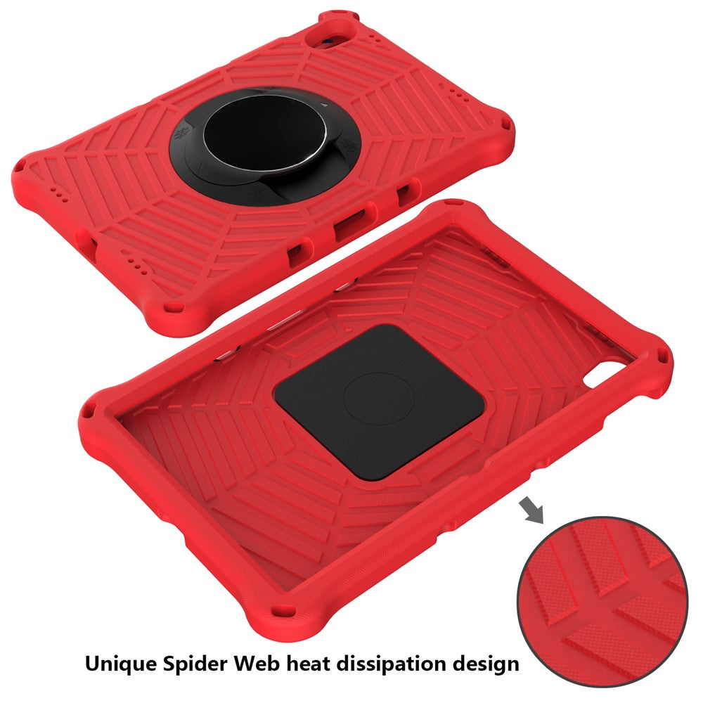 Spider Web Texture Heat Dissipation Anti-Drop Impact-Resistant Tablet Case Kickstand EVA Cover with Shoulder Strap for Lenovo Tab P11 TB-J606F / Tab P11 5G - Red