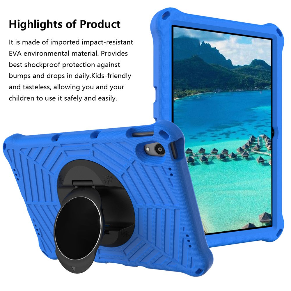 Spider Web Texture Heat Dissipation Anti-Drop Impact-Resistant Tablet Case Kickstand EVA Cover with Shoulder Strap for Lenovo Tab P11 TB-J606F / Tab P11 5G - Blue