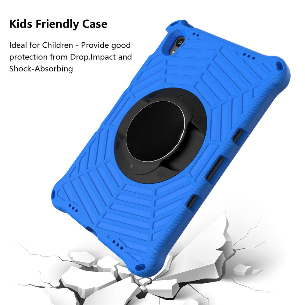 Spider Web Texture Heat Dissipation Anti-Drop Impact-Resistant Tablet Case Kickstand EVA Cover with Shoulder Strap for Lenovo Tab P11 TB-J606F / Tab P11 5G - Blue
