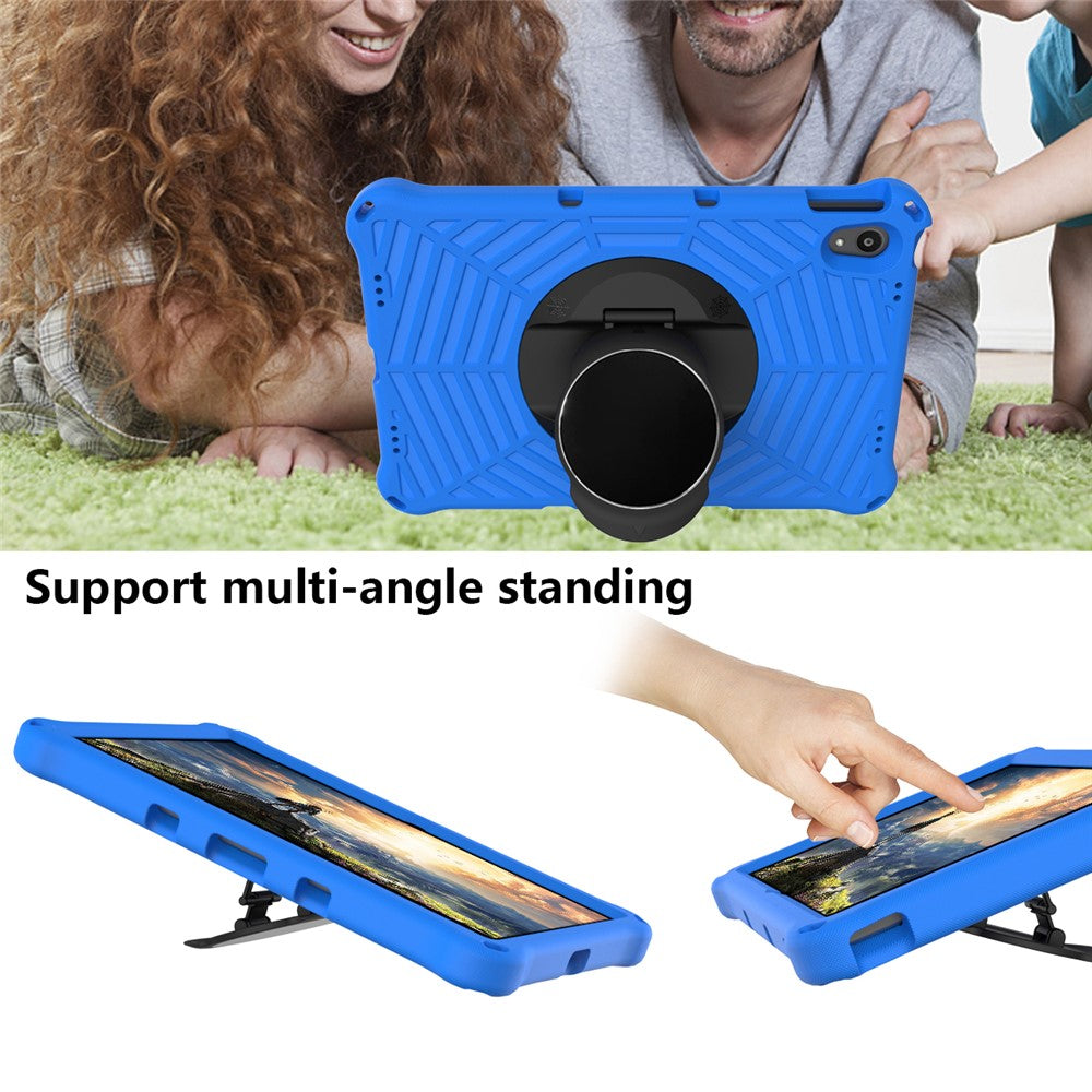 Spider Web Texture Heat Dissipation Anti-Drop Impact-Resistant Tablet Case Kickstand EVA Cover with Shoulder Strap for Lenovo Tab P11 TB-J606F / Tab P11 5G - Blue