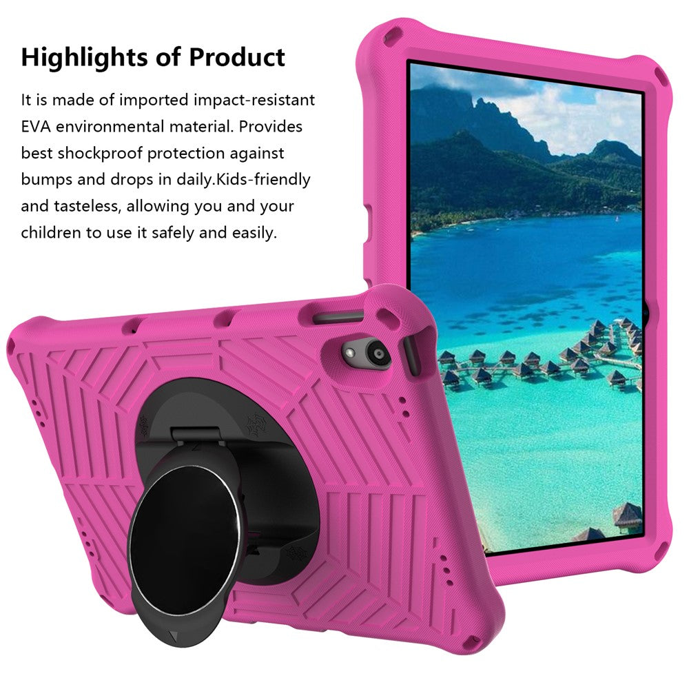 Spider Web Texture Heat Dissipation Anti-Drop Impact-Resistant Tablet Case Kickstand EVA Cover with Shoulder Strap for Lenovo Tab P11 TB-J606F / Tab P11 5G - Rose