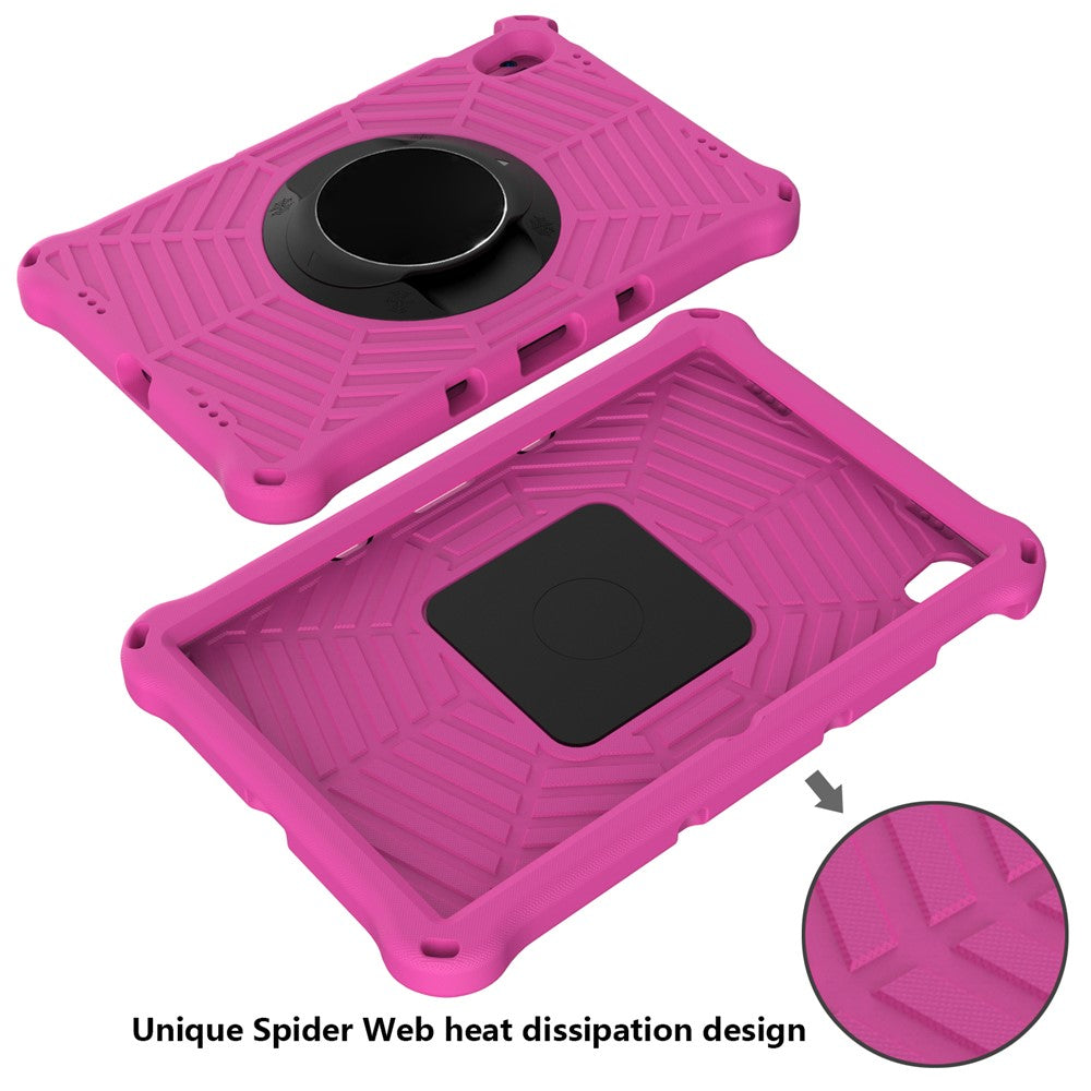 Spider Web Texture Heat Dissipation Anti-Drop Impact-Resistant Tablet Case Kickstand EVA Cover with Shoulder Strap for Lenovo Tab P11 TB-J606F / Tab P11 5G - Rose