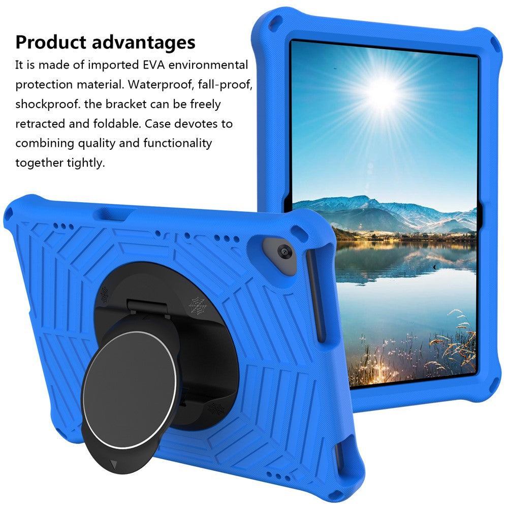 Spider Web Texture Tablet Case Kickstand EVA Cover with Shoulder Strap for Lenovo M10 FHD REL TB-X605FC/TB-X605LC 10.1-inch - Blue