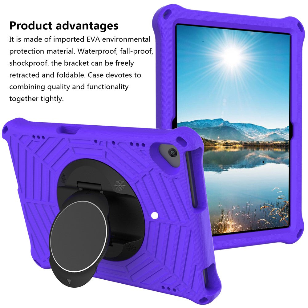 Spider Web Texture Tablet Case Kickstand EVA Cover with Shoulder Strap for Lenovo M10 FHD REL TB-X605FC/TB-X605LC 10.1-inch - Purple
