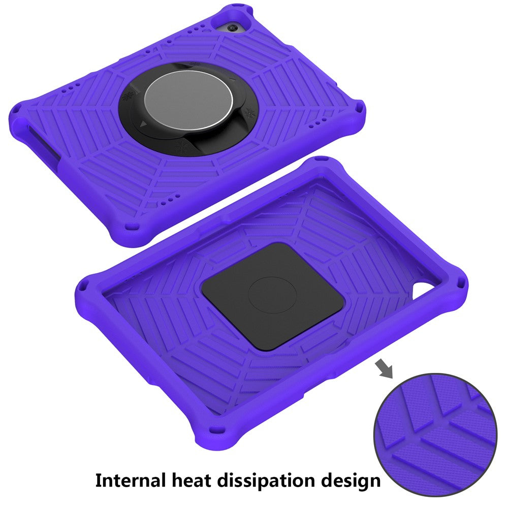 Spider Web Texture Tablet Case Kickstand EVA Cover with Shoulder Strap for Lenovo M10 FHD REL TB-X605FC/TB-X605LC 10.1-inch - Purple