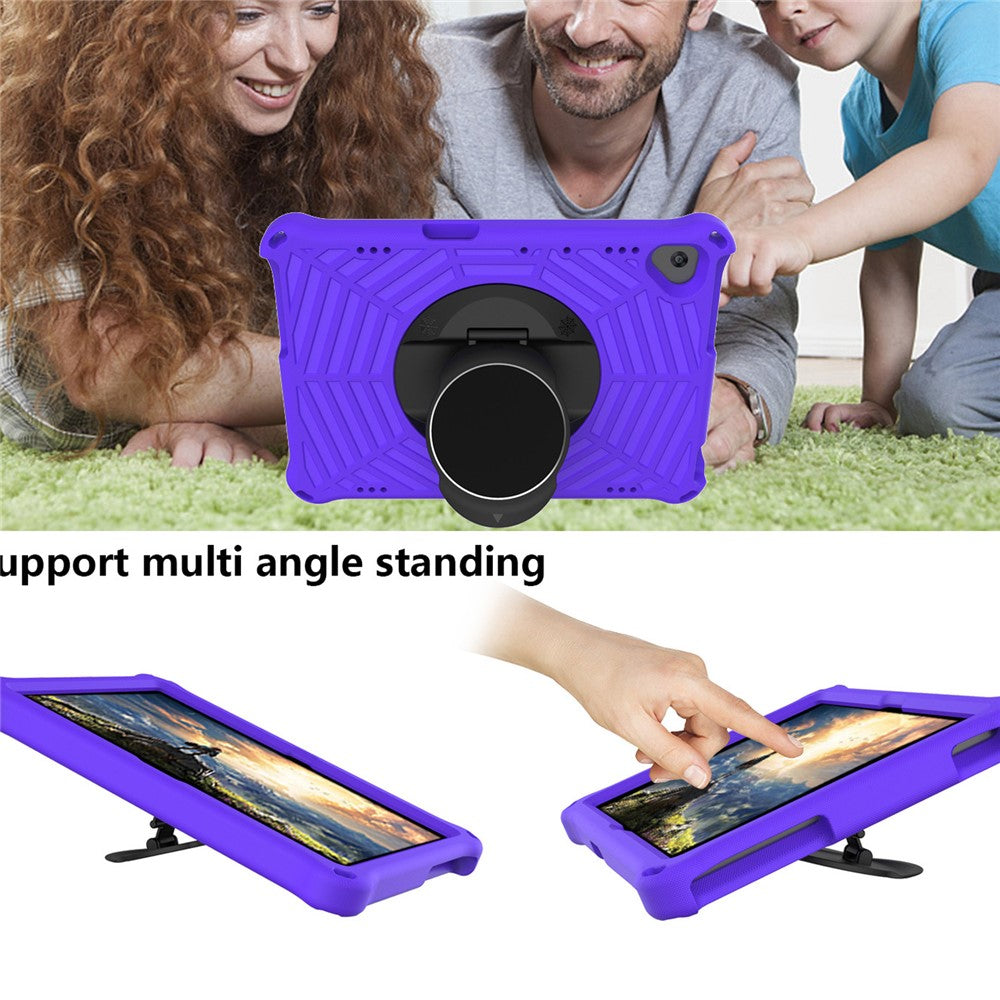 Spider Web Texture Tablet Case Kickstand EVA Cover with Shoulder Strap for Lenovo M10 FHD REL TB-X605FC/TB-X605LC 10.1-inch - Purple