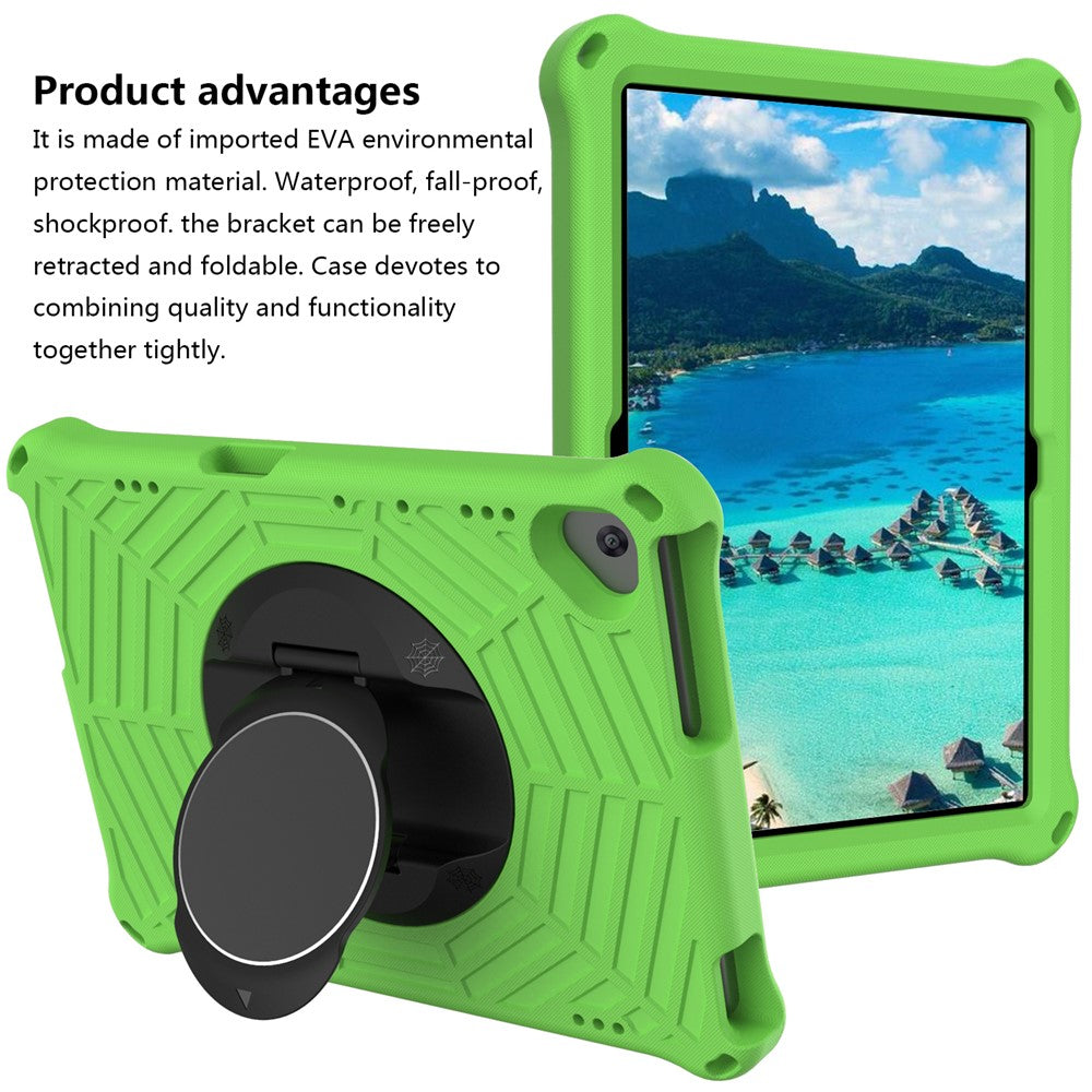 Spider Web Texture Scratch-resistant EVA Smart Tablet Case Cover with Kickstand and Shoulder Strap for Lenovo Tab M10 TB-X505F/TB-X605F 10.1-inch - Green