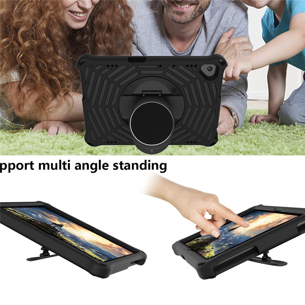 Spider Web Texture Scratch-resistant EVA Smart Tablet Case Cover with Kickstand and Shoulder Strap for Lenovo Tab M10 TB-X505F/TB-X605F 10.1-inch - Black
