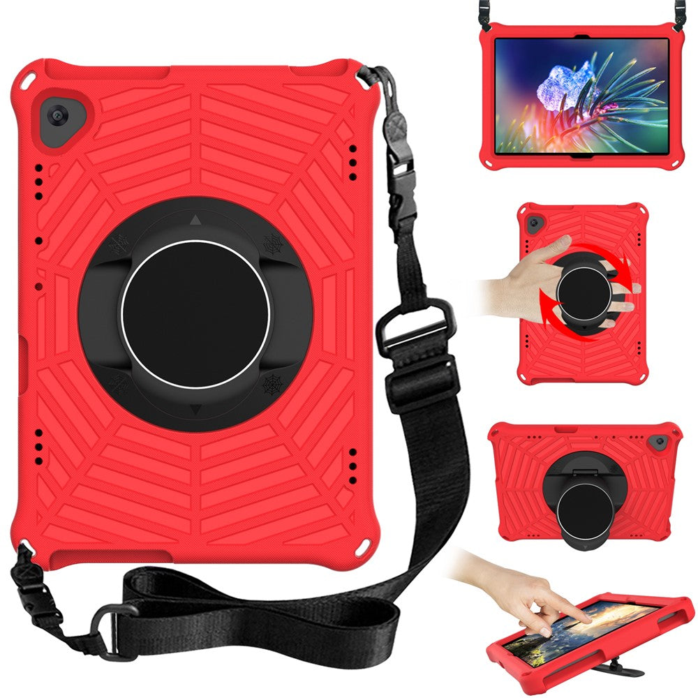Spider Web Texture Scratch-resistant EVA Smart Tablet Case Cover with Kickstand and Shoulder Strap for Lenovo Tab M10 TB-X505F/TB-X605F 10.1-inch - Red