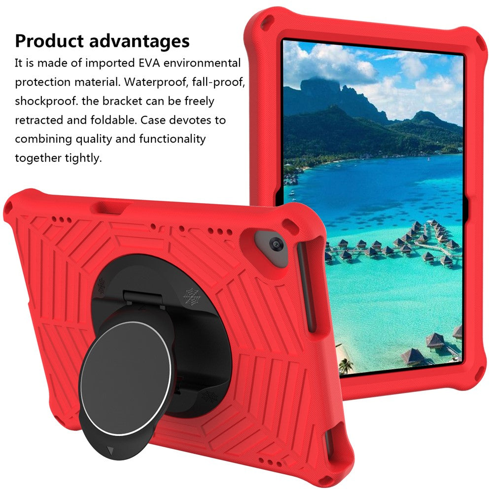Spider Web Texture Scratch-resistant EVA Smart Tablet Case Cover with Kickstand and Shoulder Strap for Lenovo Tab M10 TB-X505F/TB-X605F 10.1-inch - Red