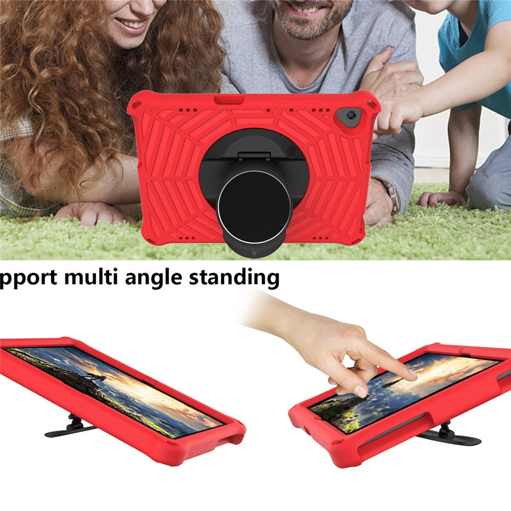 Spider Web Texture Scratch-resistant EVA Smart Tablet Case Cover with Kickstand and Shoulder Strap for Lenovo Tab M10 TB-X505F/TB-X605F 10.1-inch - Red