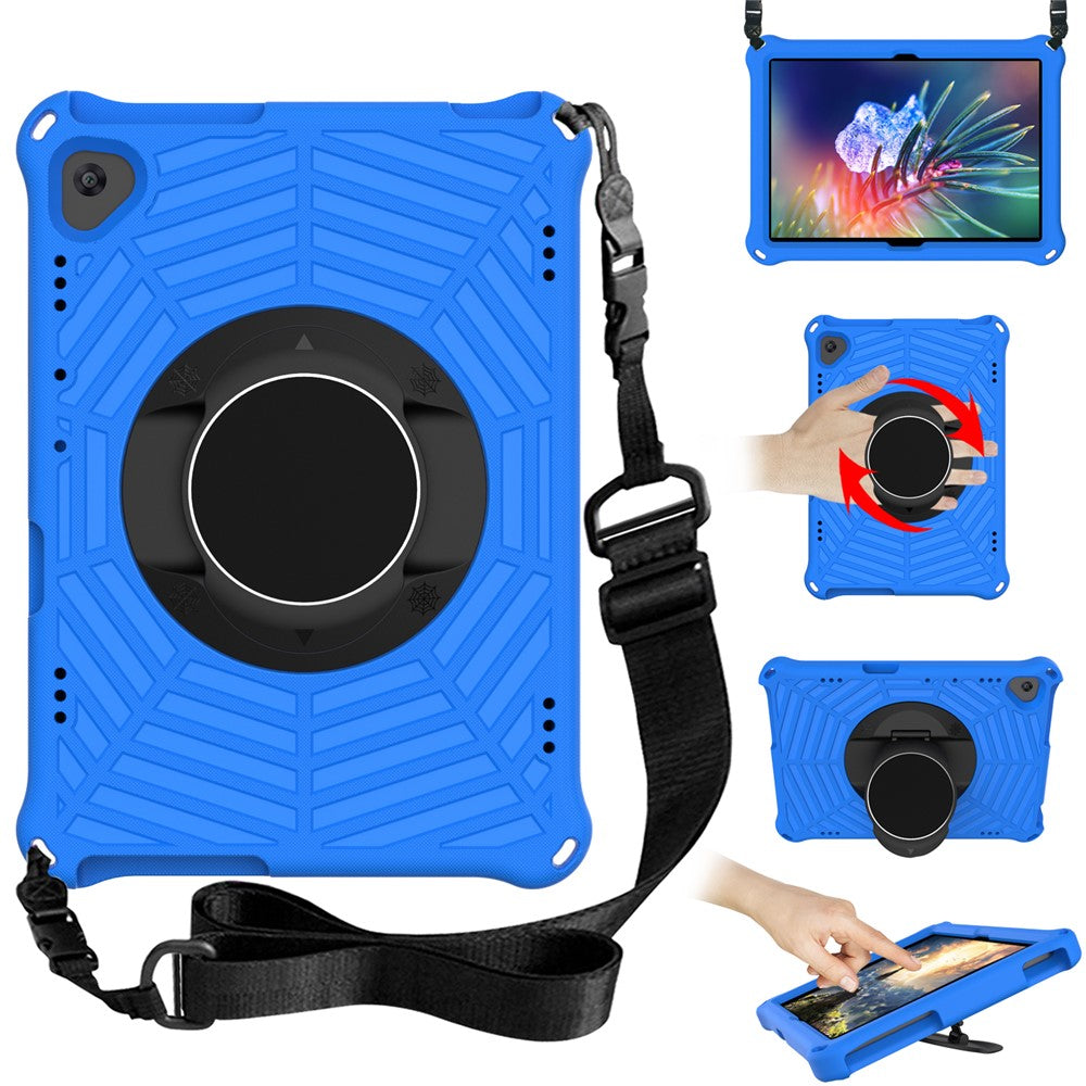 Spider Web Texture Scratch-resistant EVA Smart Tablet Case Cover with Kickstand and Shoulder Strap for Lenovo Tab M10 TB-X505F/TB-X605F 10.1-inch - Blue