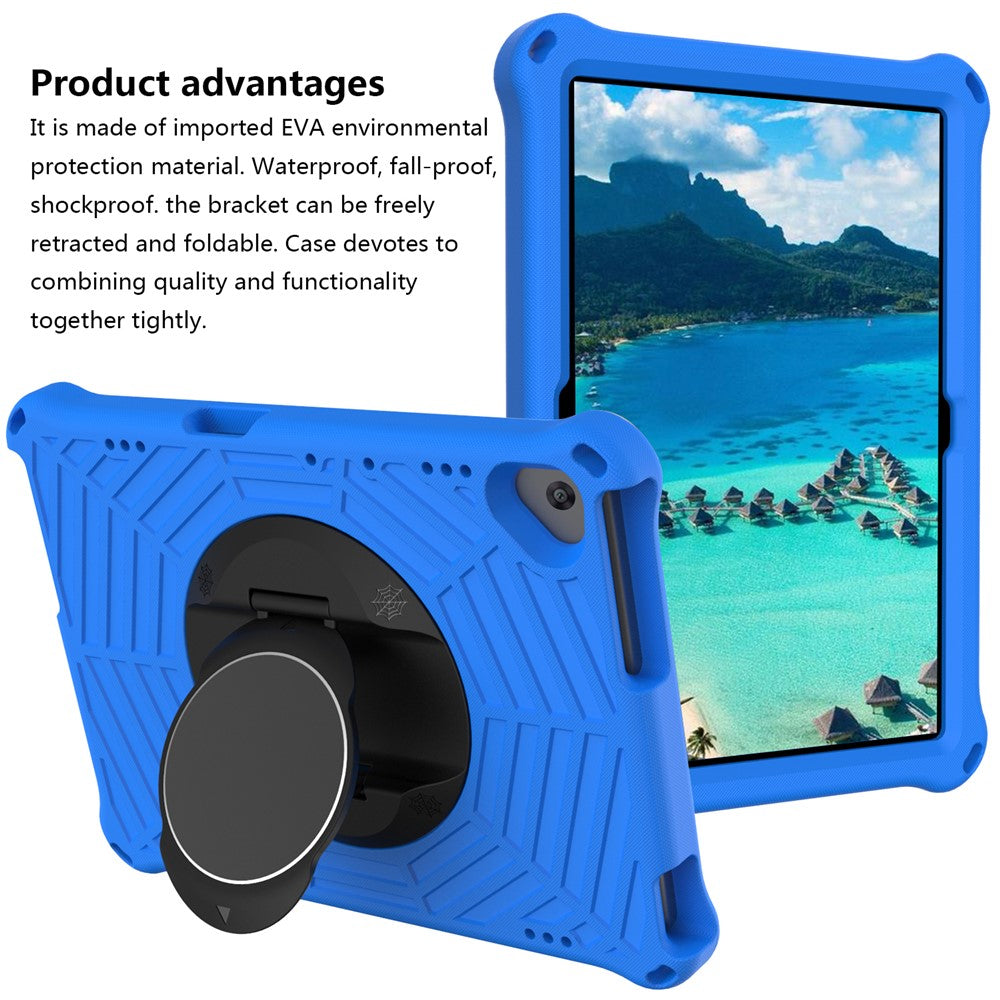 Spider Web Texture Scratch-resistant EVA Smart Tablet Case Cover with Kickstand and Shoulder Strap for Lenovo Tab M10 TB-X505F/TB-X605F 10.1-inch - Blue
