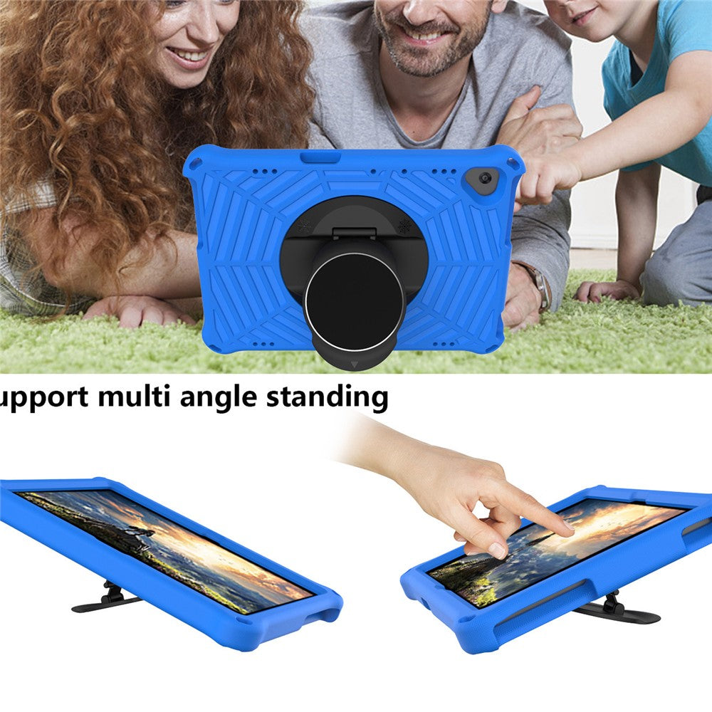 Spider Web Texture Scratch-resistant EVA Smart Tablet Case Cover with Kickstand and Shoulder Strap for Lenovo Tab M10 TB-X505F/TB-X605F 10.1-inch - Blue