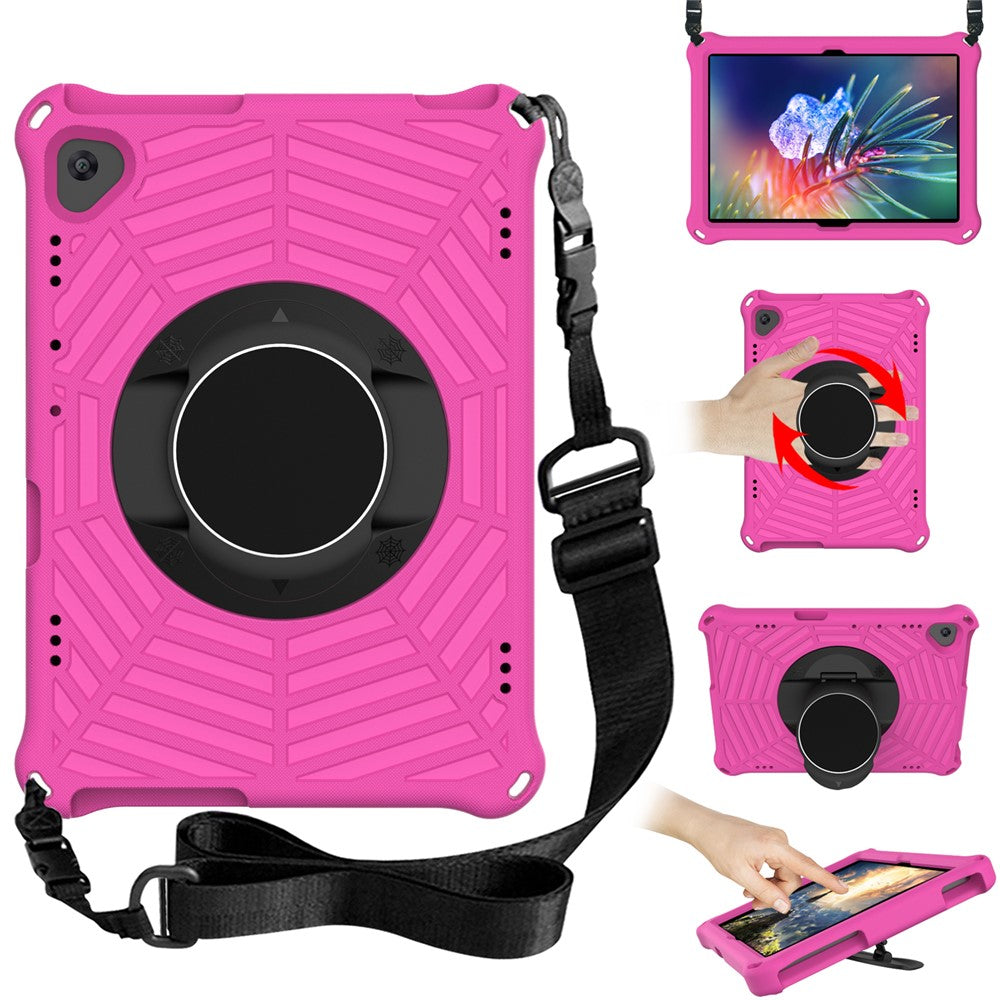 Spider Web Texture Scratch-resistant EVA Smart Tablet Case Cover with Kickstand and Shoulder Strap for Lenovo Tab M10 TB-X505F/TB-X605F 10.1-inch - Rose