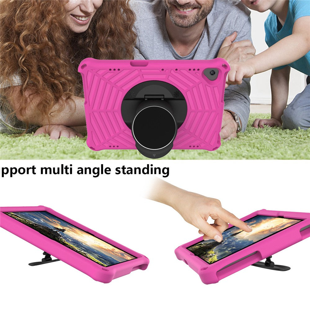 Spider Web Texture Scratch-resistant EVA Smart Tablet Case Cover with Kickstand and Shoulder Strap for Lenovo Tab M10 TB-X505F/TB-X605F 10.1-inch - Rose